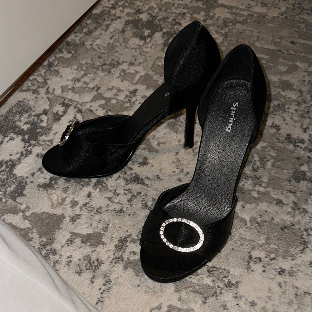 Worn once. Peep toe heels